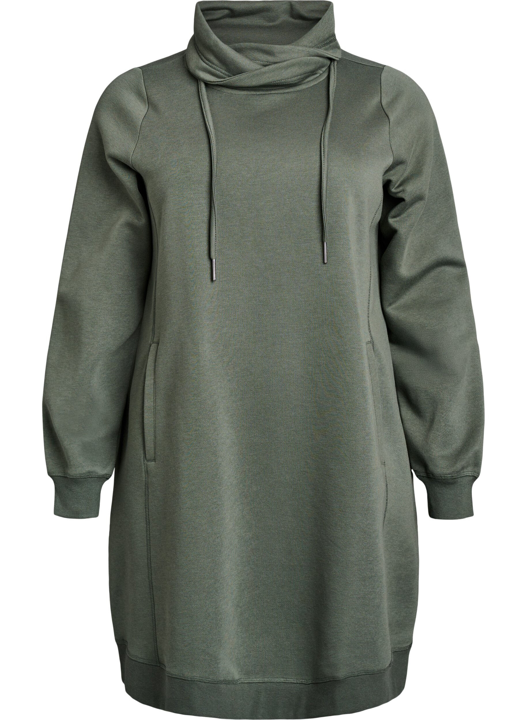 FLASH - Robe sweat-shirt courte &agrave; col montant et poches