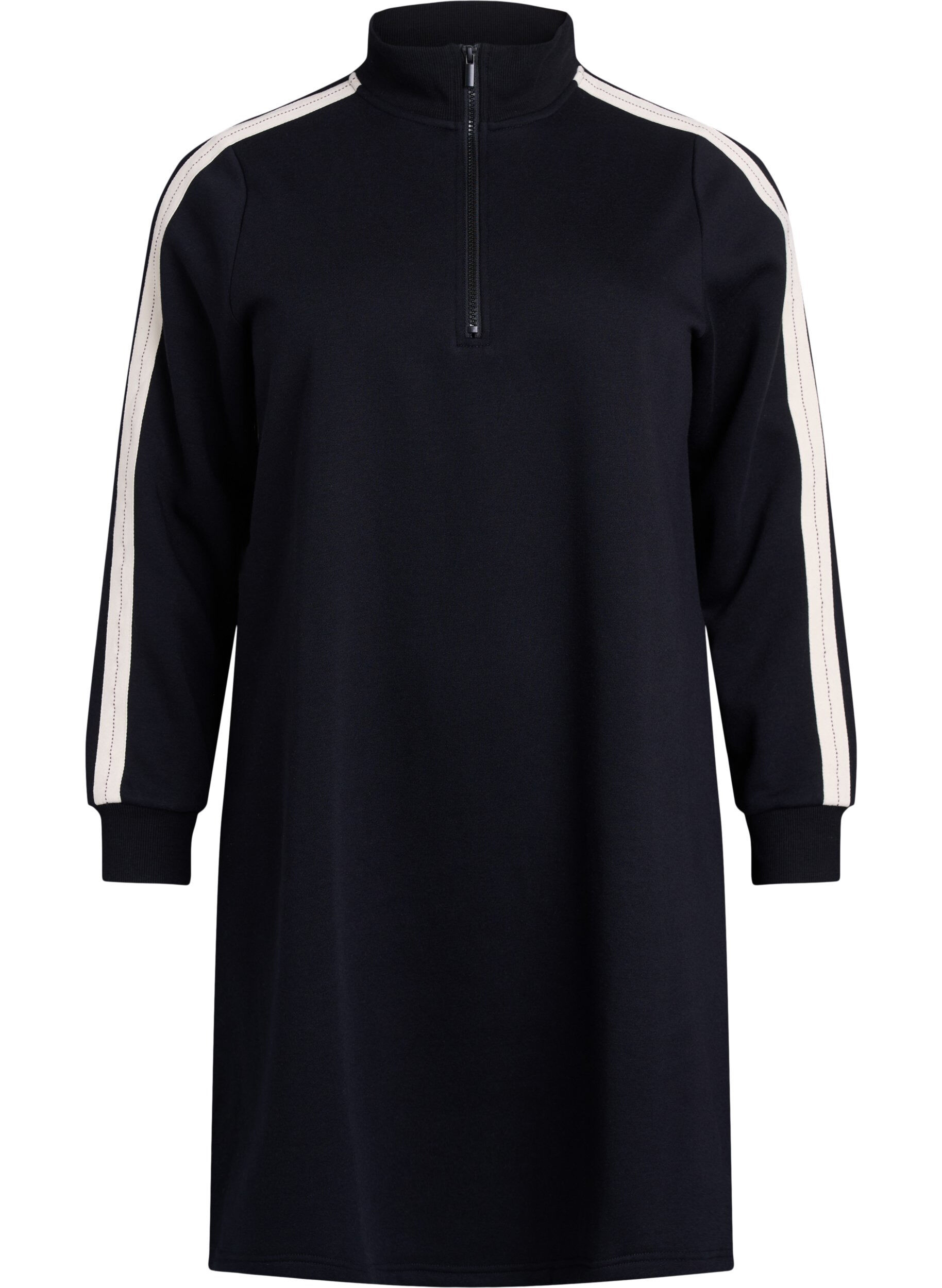 Zizzi Robe sweat-shirt courte &agrave; col montant, Noir, Packshot image number 0