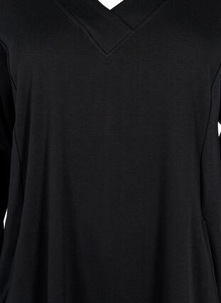 Robe sweat-shirt avec col en V, Black, Packshot image number 2