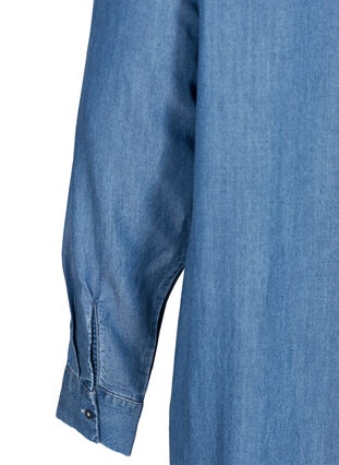 Tuniek met lange mouwen in lyocell, Mid blue denim, Packshot image number 3