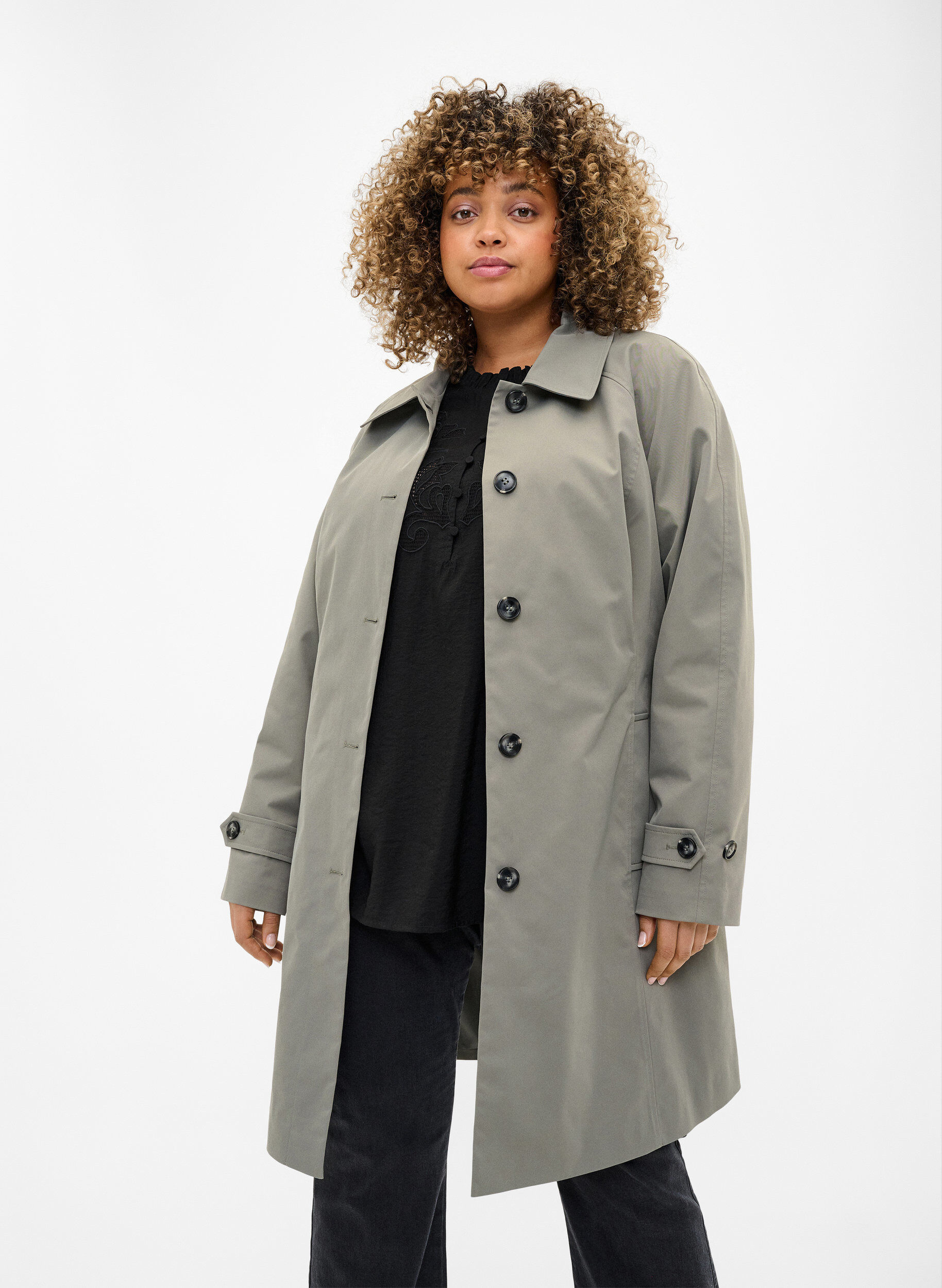 Zizzi Trench avec poches et ceinture, Sea Spray, Model image number 2
