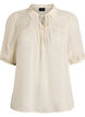 Blouse en seersucker avec lien &agrave; nouer, Beige, Packshot image number 0