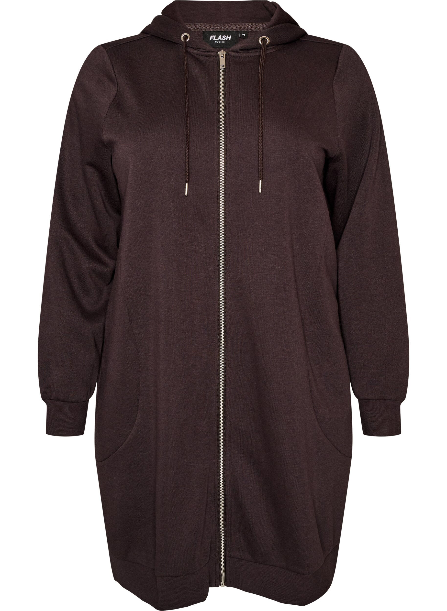 FLASH - Lange hoodie met ritssluiting en zakken