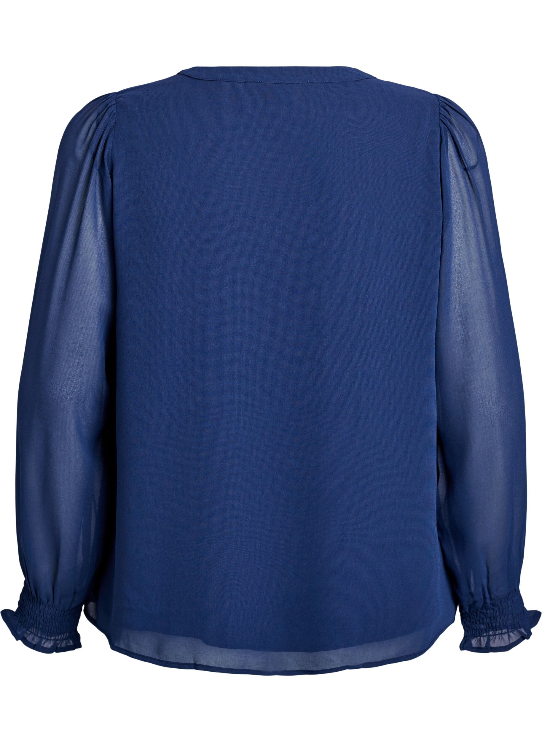 Zizzi Blouse avec manches transparentes et fronces, Bleu, Packshot image number 1