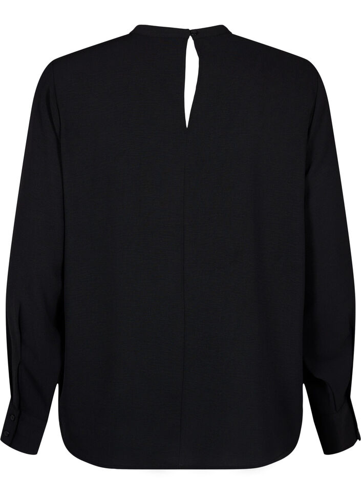 Blouse met kanten detail, Black, Packshot image number 1