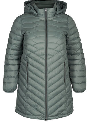 Lange lichte gewatteerde jas , Balsam Green, Packshot image number 0
