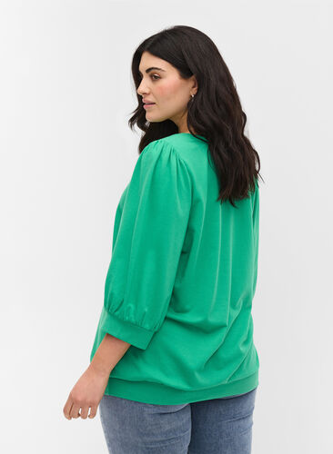 Blouse pull à col rond et manches 3/4, Mint, Model image number 1