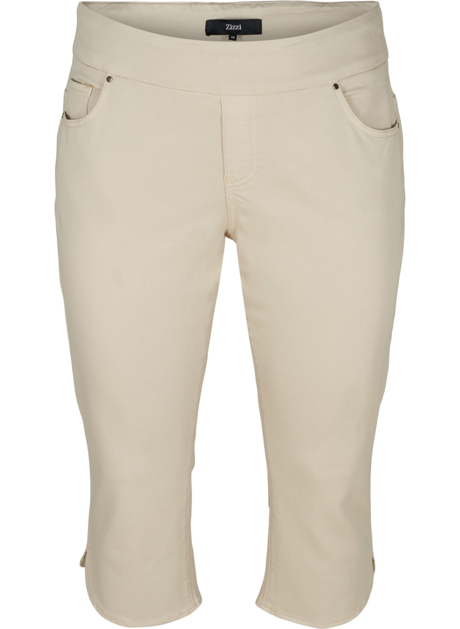 Zizzi Pantacourt moulant en coton m&eacute;lang&eacute;, Rainy Day, Packshot image number 0