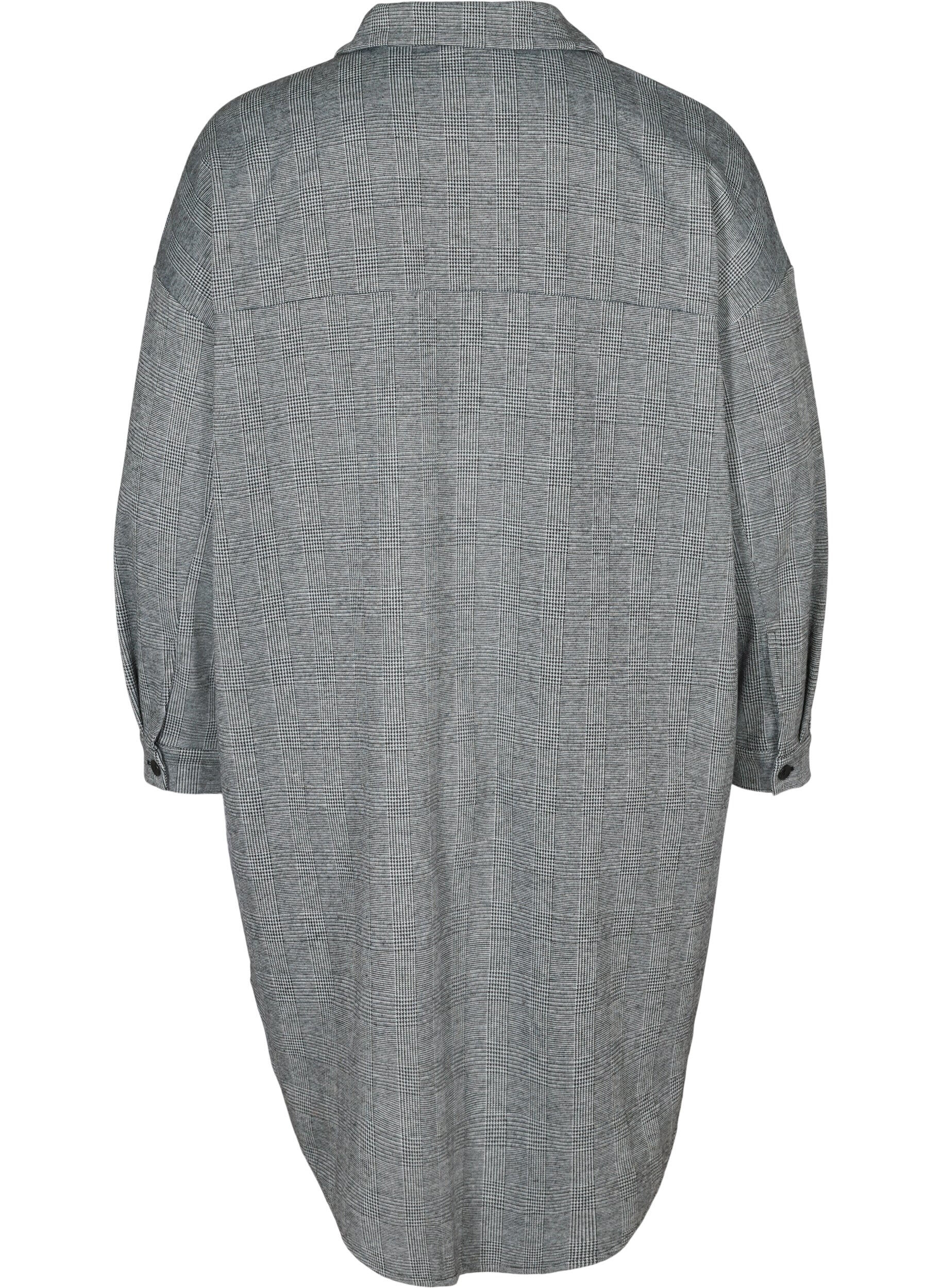 ZizziLange geruite blouse met borstzakken, Black Check , Packshot image number 1