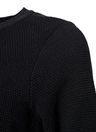 Gebreide katoenen blouse met structuur, Black, Packshot image number 2