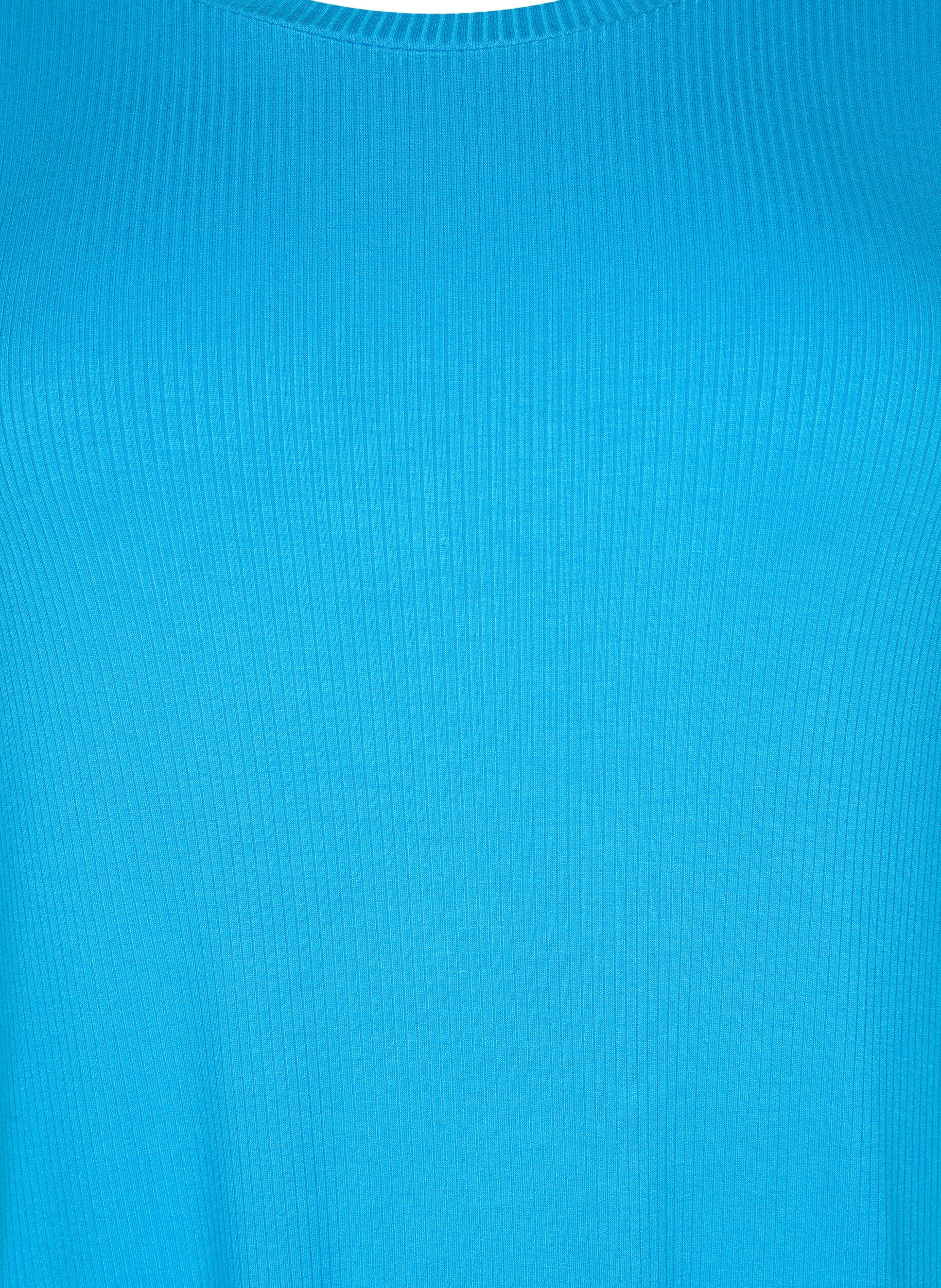 Zizzi Robe midi &agrave; manches courtes en viscose c&ocirc;tel&eacute;e, Ibiza Blue, Packshot image number 2