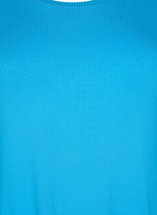 Robe à manches courtes en viscose côtelée de qualité, Ibiza Blue, Packshot image number 2