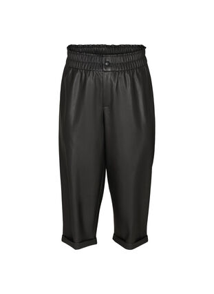 Pantalon 3/4 en simili-cuir, Black, Packshot image number 0