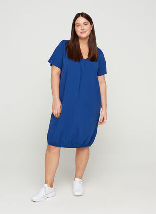 Katoenen jurk met korte mouwen , Twilight Blue, Model image number 2