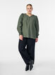 Blouse en viscose avec smock et d&eacute;tails fronc&eacute;s, Vert, Model image number 1