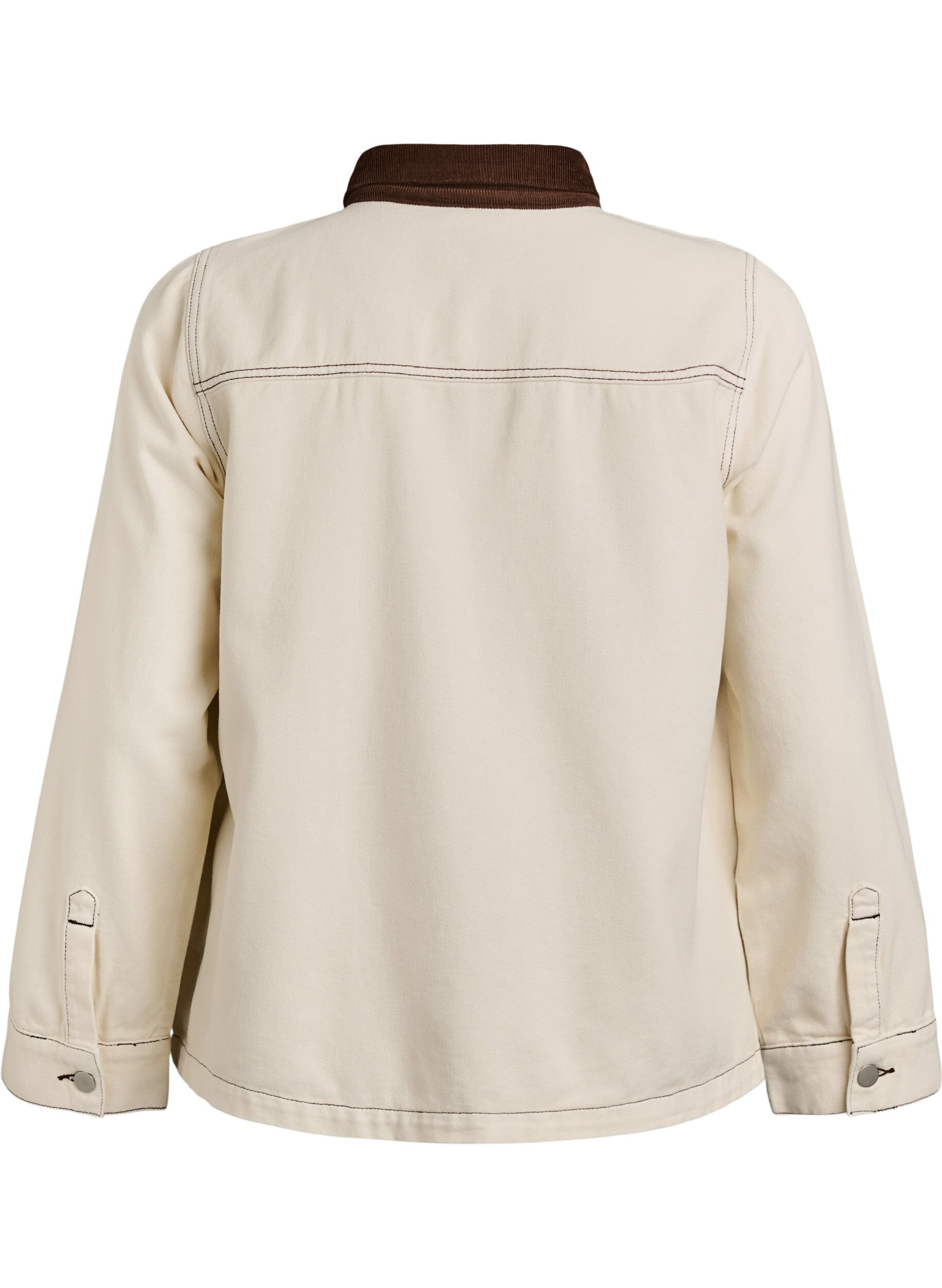 Zizzi Veste en jean de couleur avec col contrastant, Vanille, Packshot image number 1