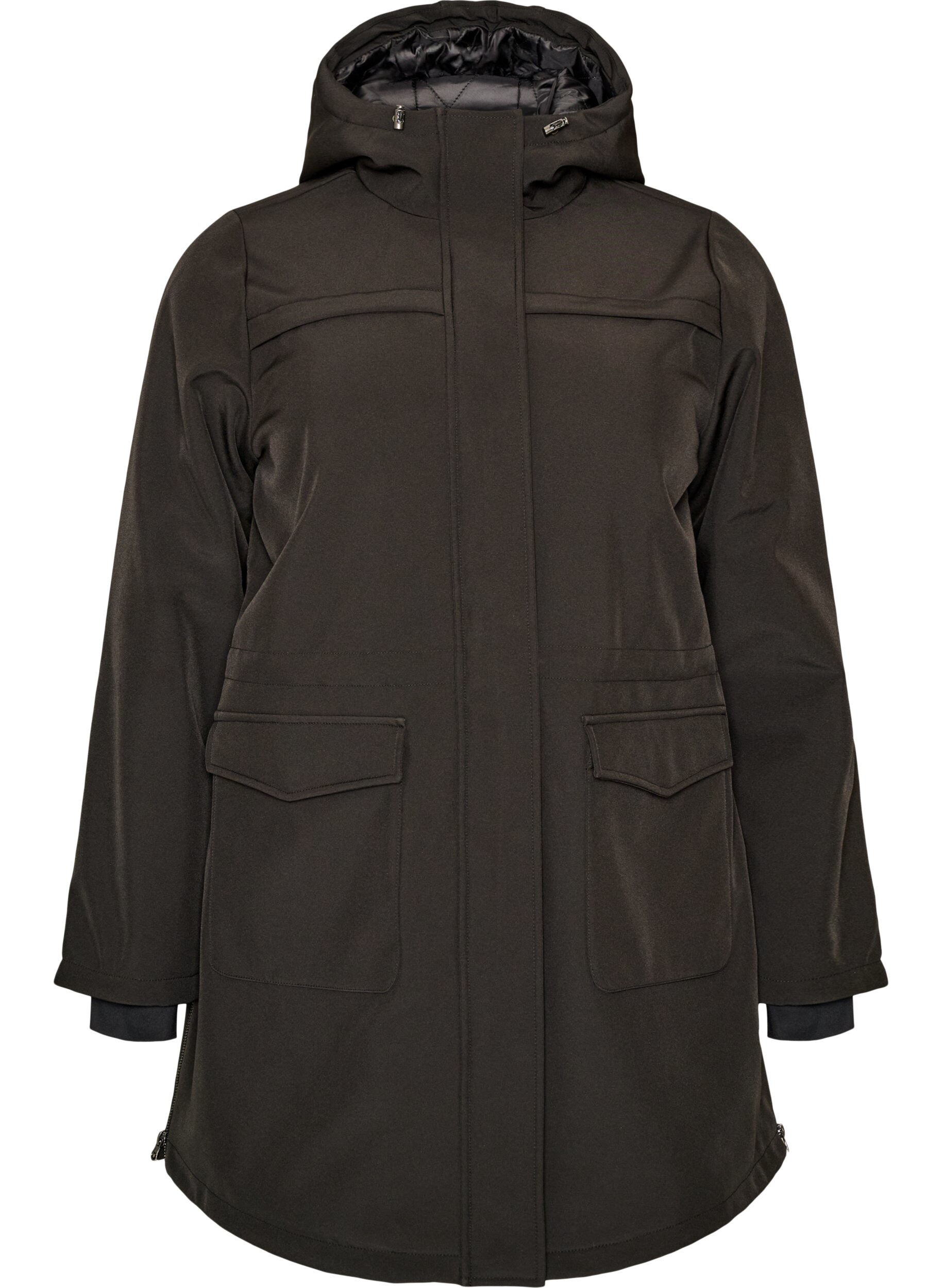 ZizziWaterafstotende softshell-jas met gewatteerde voering, Zwart, Packshot image number 0