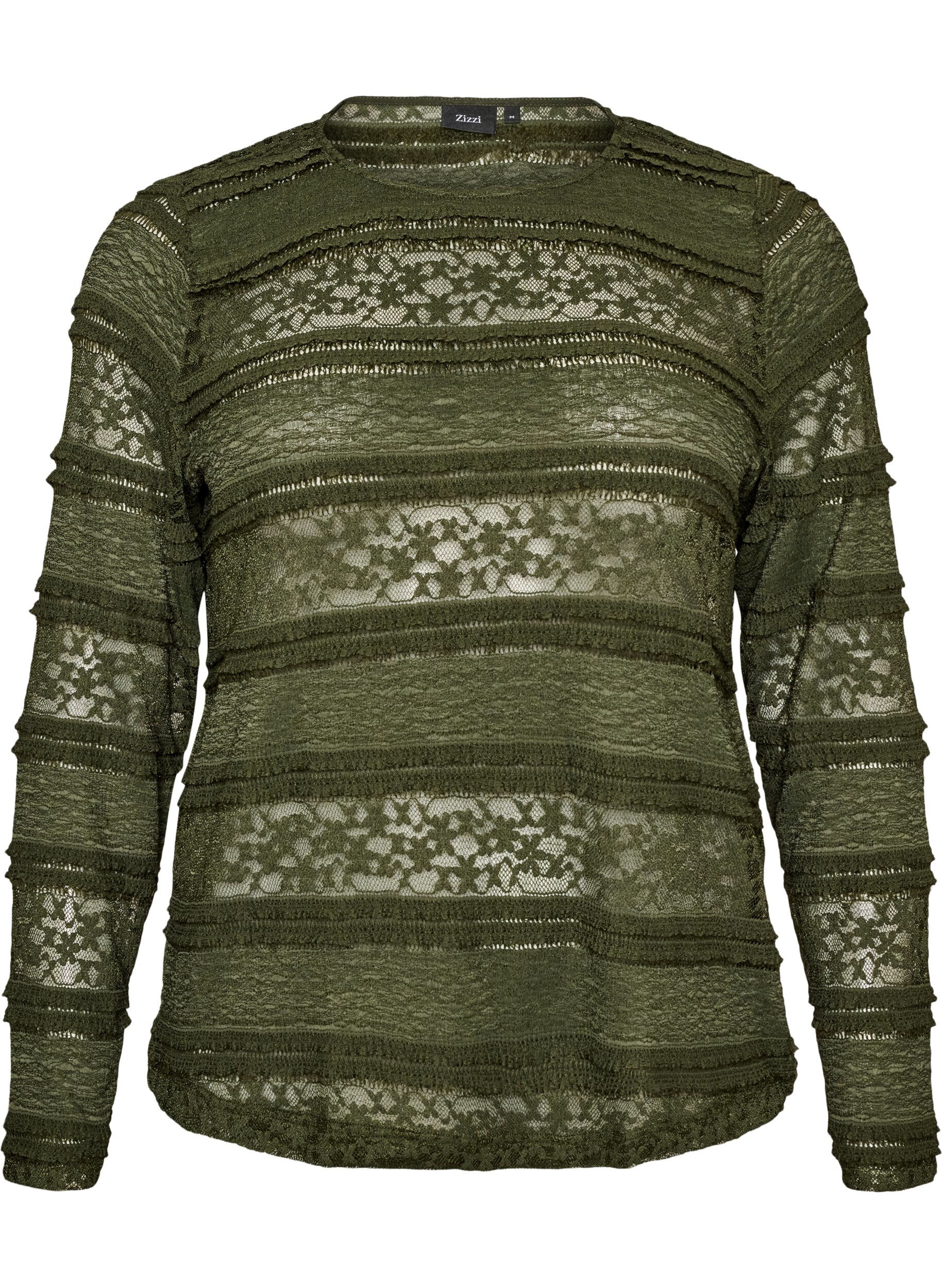 ZizziKanten blouse met lange mouwen, Groen, Packshot image number 0