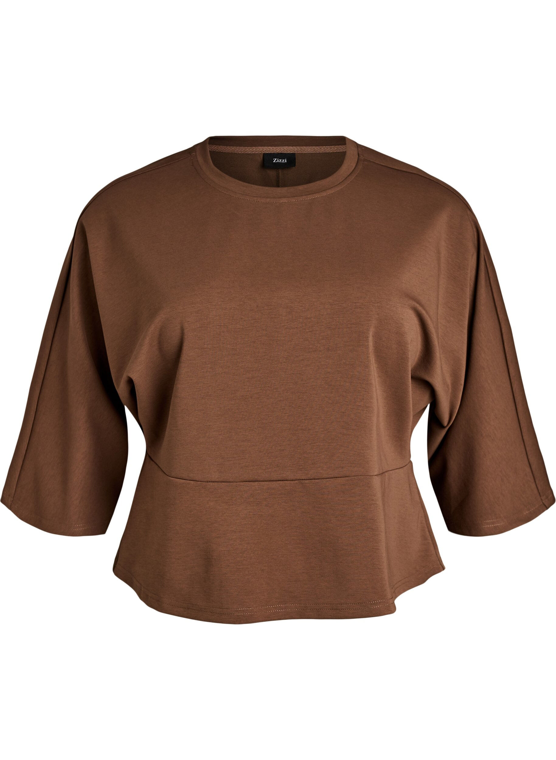 Peplum blouse met ellebooglange mouwen