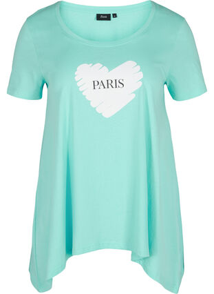 Haut en coton à manches courtes en forme de trapèze , Aqua Sky PARIS, Packshot image number 0