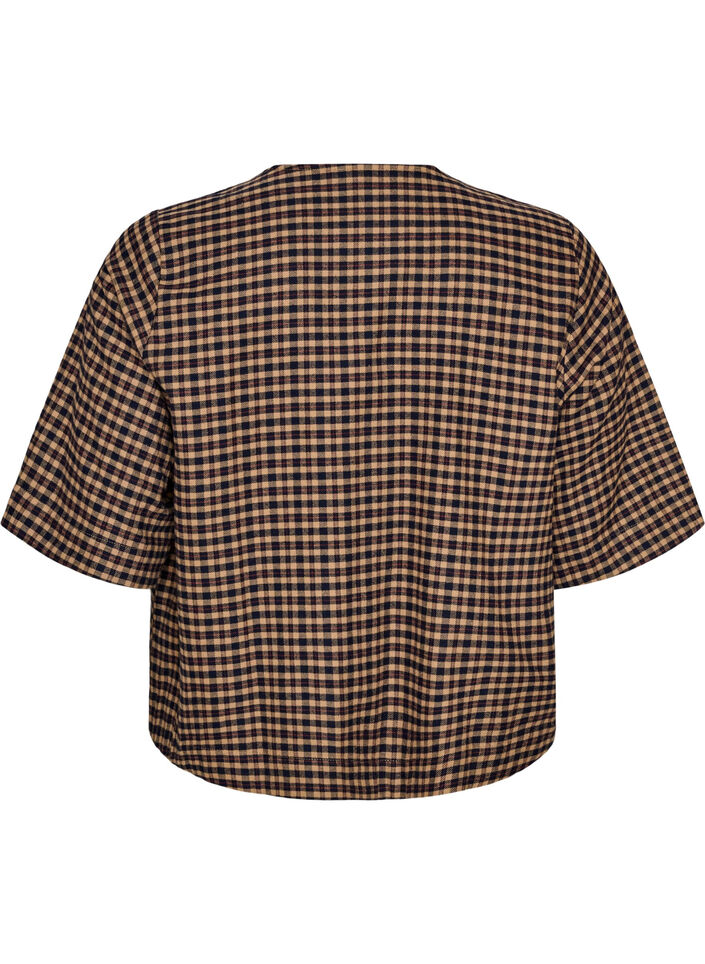 Geruite blouse met borstzakken, Bruin, Packshot image number 1