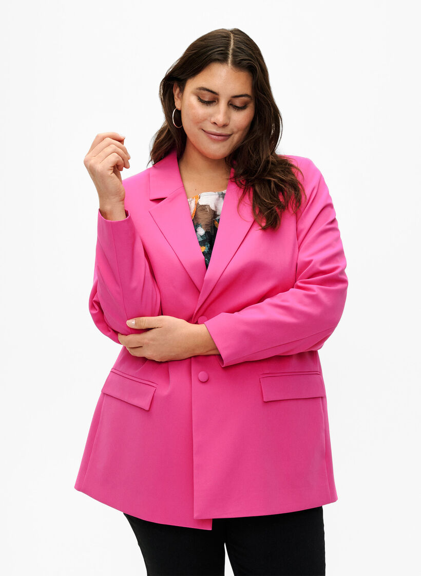 Blazer classique avec fermeture à boutons, Pink Yarrow, Model image number 0