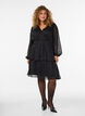Robe longueur genou &agrave; rayures transparentes et effet portefeuille, Noir, Model image number 1