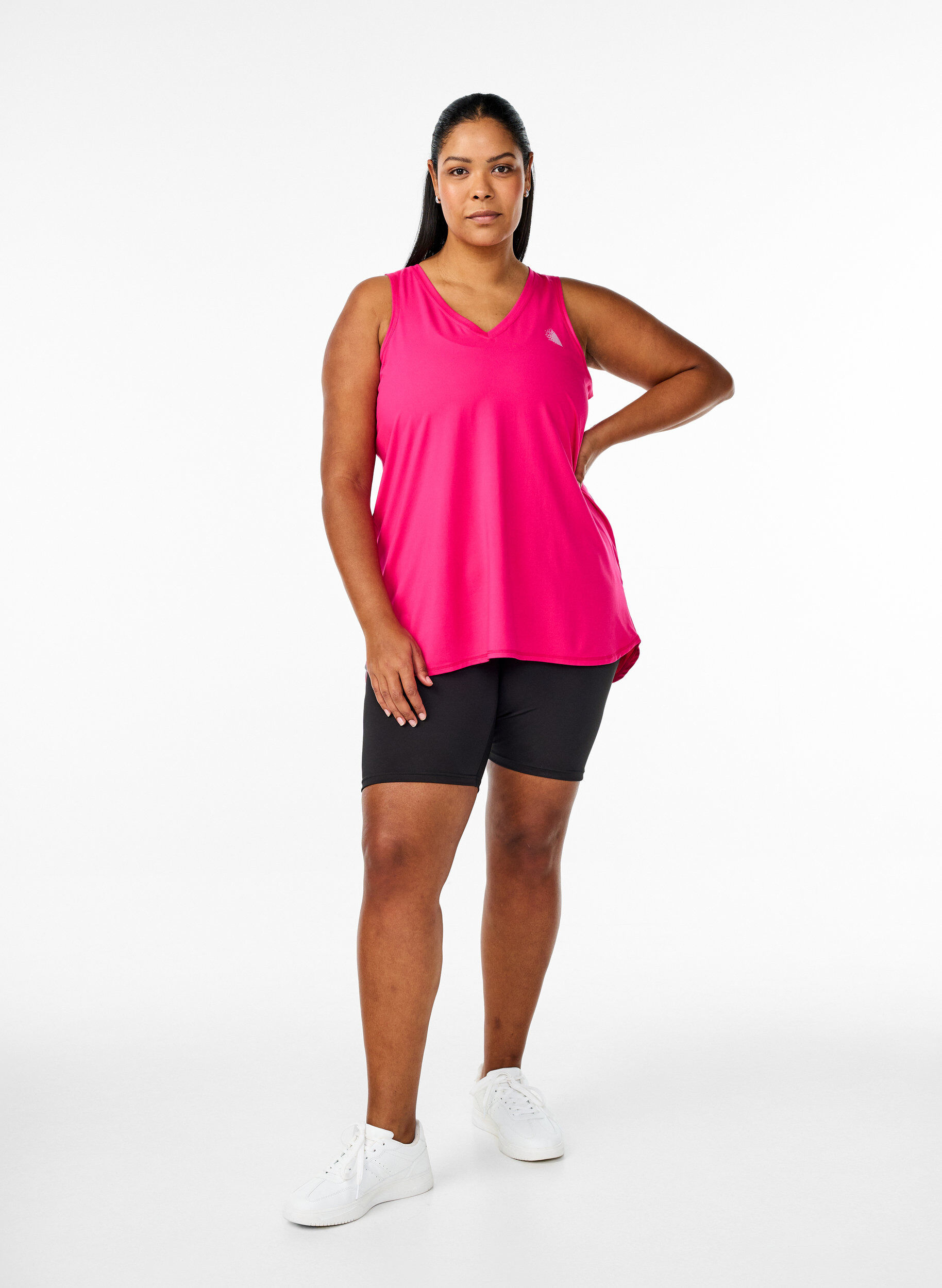 ZizziWorkout top met V-hals, Roze, Model image number 1
