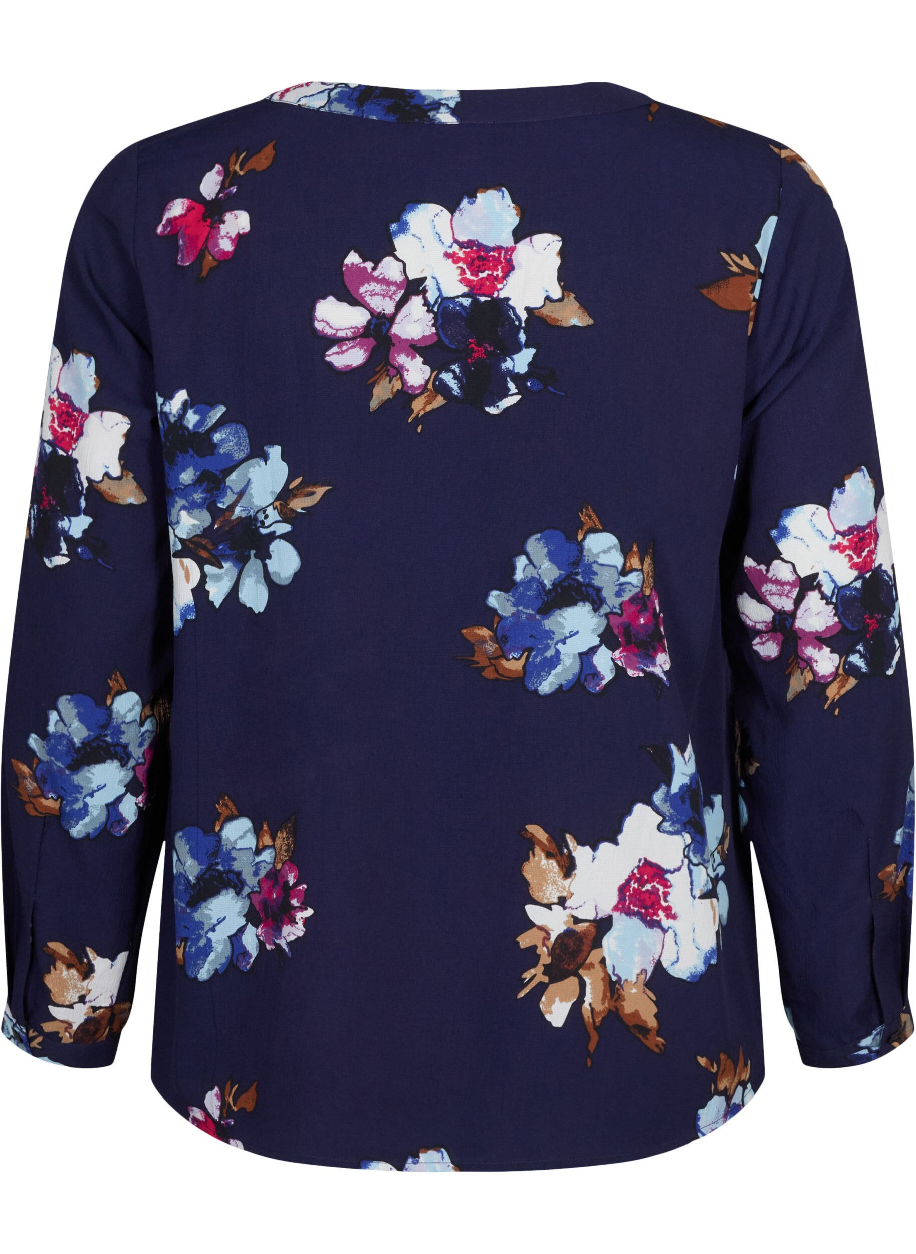 ZizziFLASH - Blouse met lange mouwen en print, Big Blue Flower, Packshot image number 1