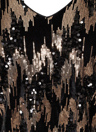 Velours blouse met lange mouwen en pailletten, Black w. Sequins, Packshot image number 2