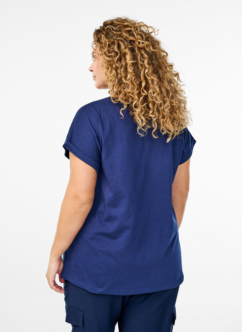 T-shirt met gouden bloemenprint, Naval A. Gold Rose, Model image number 1