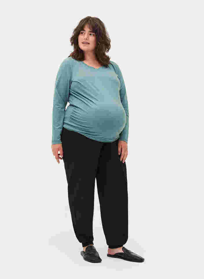 Basic zwangerschapstop met lange mouwen , Silver Pine, Model image number 2