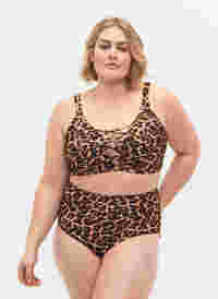 Bas de bikini taille haute imprimé léopard, Leopard Print, Model