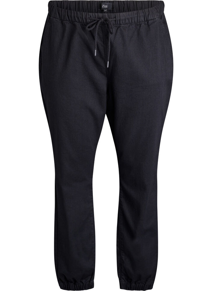 Pantalon de jogging en denim avec des poches, Noir, Packshot image number 0