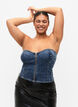 Denim korset top met rits, Blue denim, Model image number 2