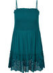 Viscose strandjurk met smokwerk en borduursel anglaise, Deep Teal, Packshot image number 0