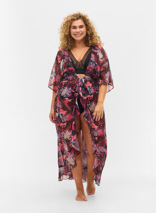 Kimono de plage imprimé, Leaf AOP, Model image number 0