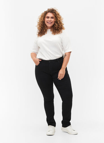 Slim fit Emily jeans met normale taille, Black, Model image number 0