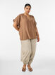 Viscose blouse met knoopjes en textuur, Bruin, Model image number 1
