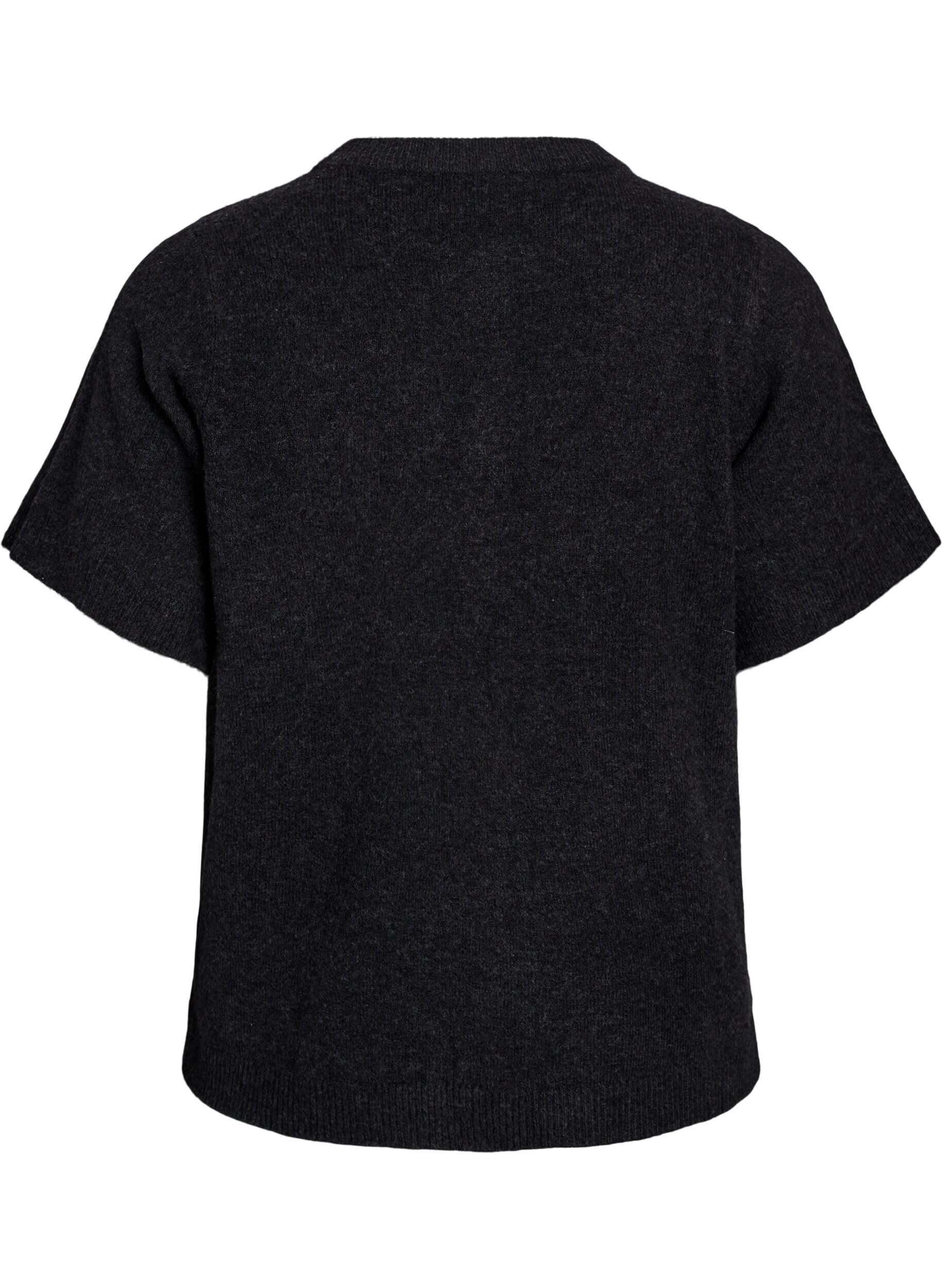 ZizziGebreide kleding vest met korte mouwen, Grijs, Packshot image number 1