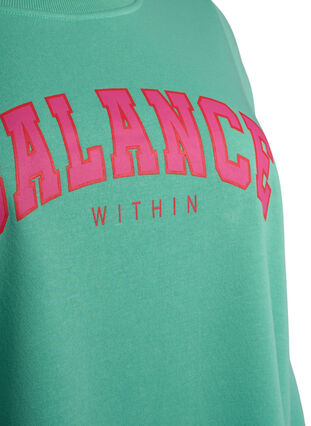 Sweat-shirt long avec imprimé de texte, Neptune Green , Packshot image number 2