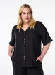 Overhemd blouse met V-hals en korte mouwen, Zwart, Model image number 0