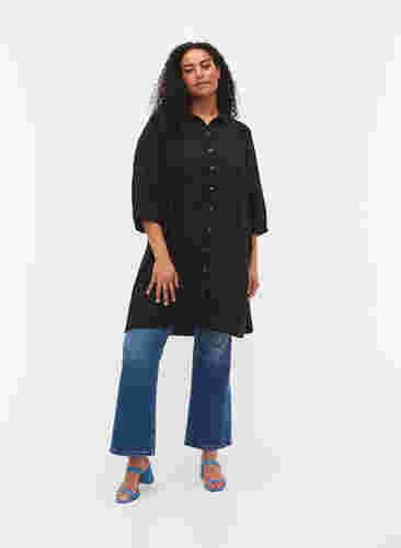 Lang overhemd met 3/4-mouwen van lyocell (TENCEL™), Black, Model image number 2
