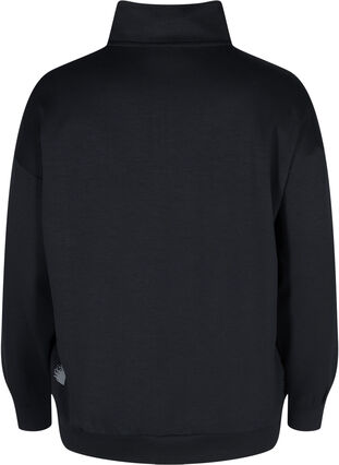 Sweatshirt met hoge hals en rits, Black, Packshot image number 1