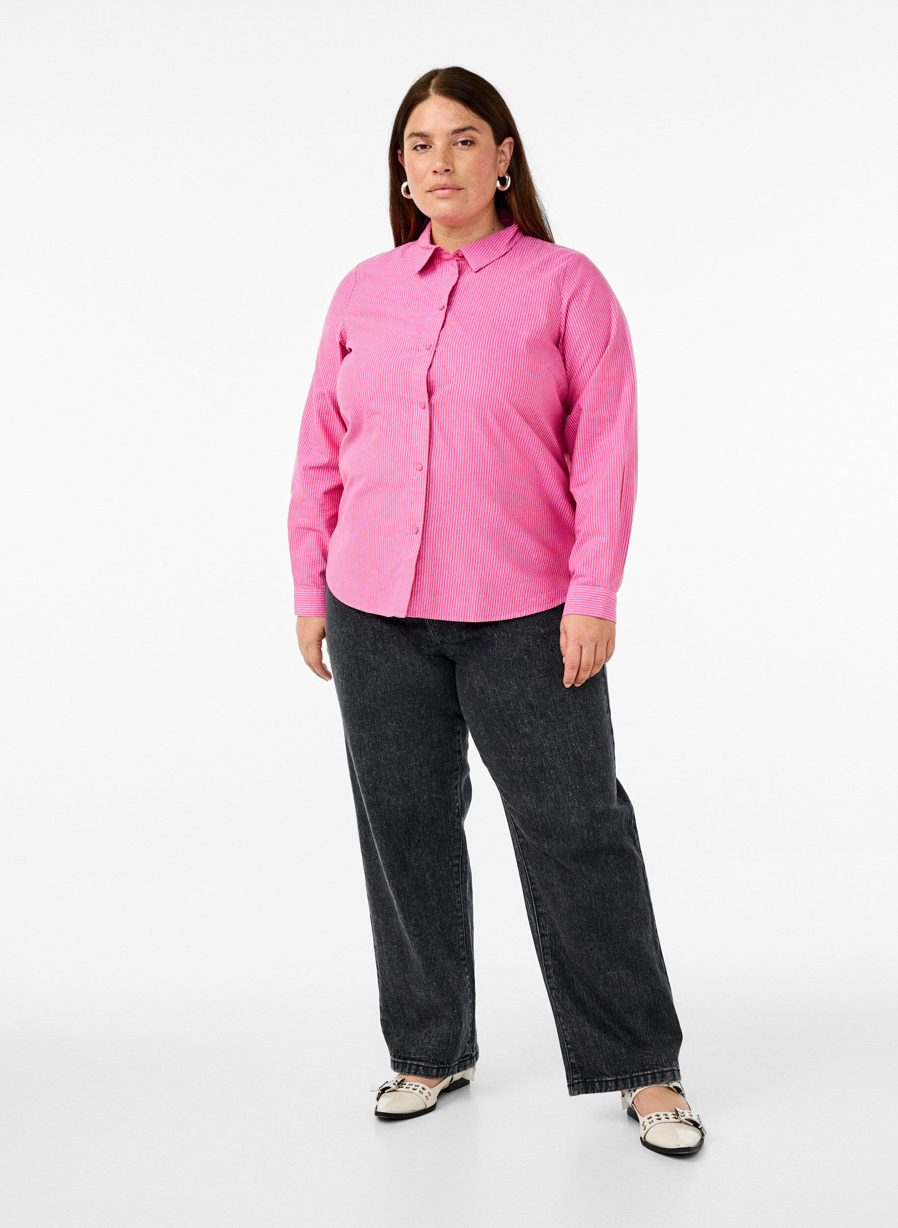 ZizziKatoenen overhemd met lange mouwen, Rood, Model image number 1