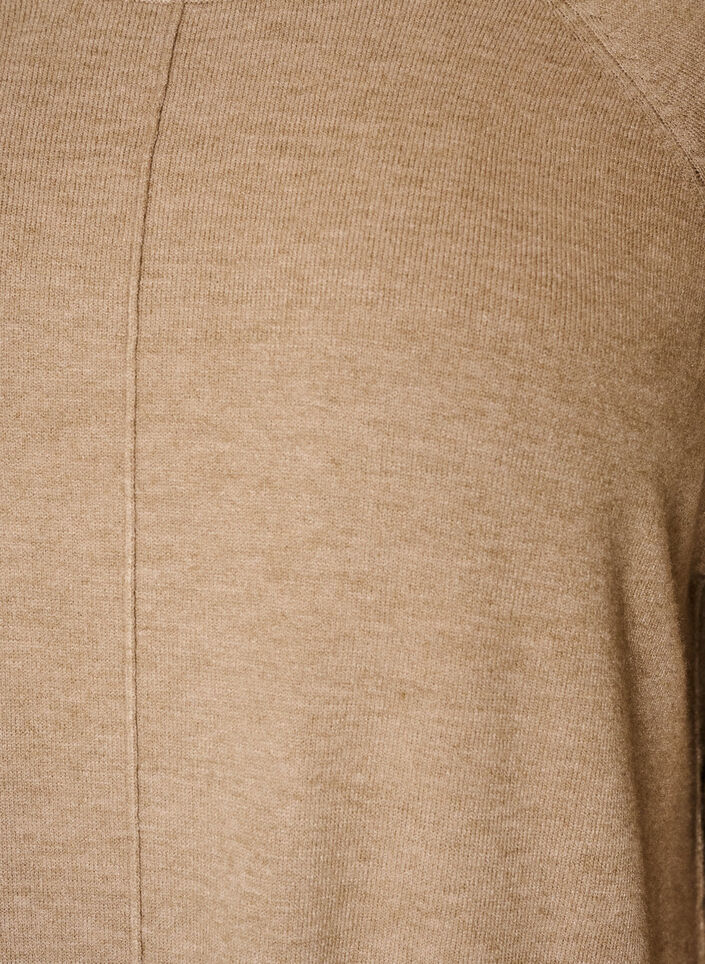 Robe courte en maille &agrave; manches raglan et couture centrale, Beige, Packshot image number 2