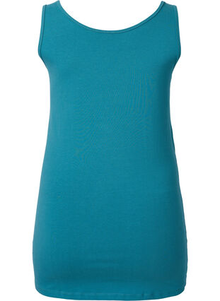 Effen gekleurd basic top in katoen, Brittany Blue, Packshot image number 1