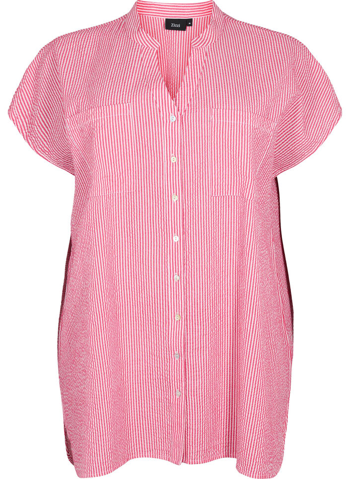 Chemise à manches courtes en coton à rayures, Beetroot P. Stripe, Packshot image number 0