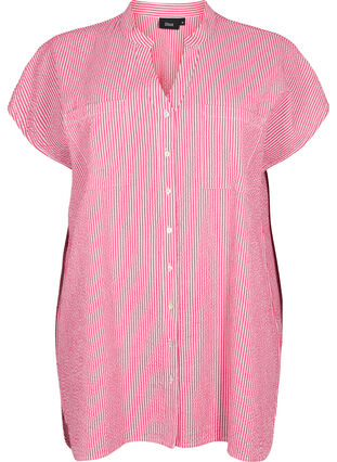 Chemise à manches courtes en coton à rayures, Beetroot P. Stripe, Packshot image number 0