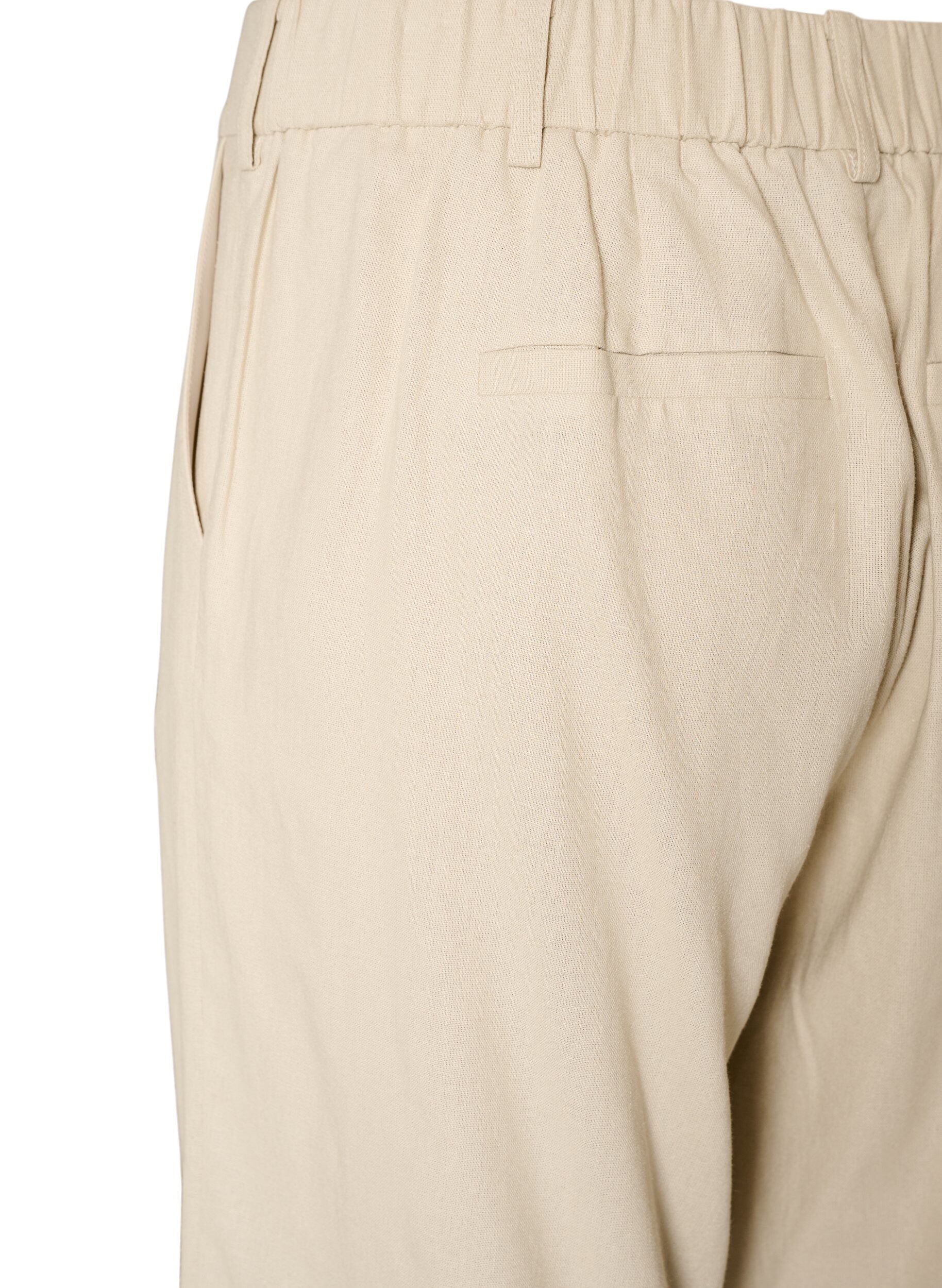 ZizziBermuda taille haute en lin et viscose, Beige, Packshot image number 3
